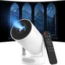 Mini Projector with Wifi 6 and Bluetooth 5.4, Portable Projector 1080P Support, 5W Sound Base Speaker, 170 ANSI, Android 11, Auto Vertical Keystone 210° Rotatable Proyector, HY300 PRO+