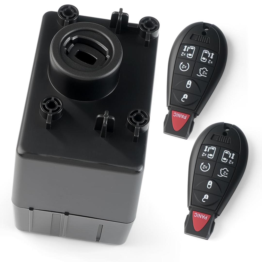 68210151AB Ignition Switch Module 2 Keys Fit for Dodge Ram 1500 2500 3500 Challenger Charger for Jeep Grand Cherokee Commander for Chrysler 300 2008-2011 Replaces 5026298AD 68064790AD(Needs Program)
