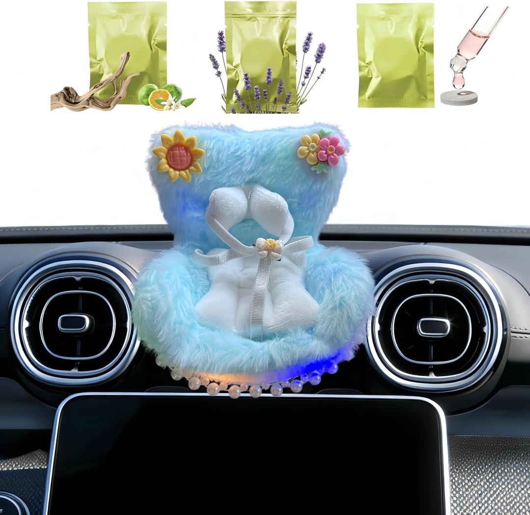2 x Car Air Freshener Vent Clip with Light Used for Jelly Cat Car Seat,Have A Seat Compatible with Fuggler Accessories (Battery Type-Blue)