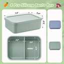 Layhit 2 Pcs Silicone Bento Box for Adults, 27 oz Bento Lunch Container Reusable 2 Compartment Lunchable Food Container for Women Men, Leak Proof Microwave Dishwasher Freezer Safe (Gray Blue,Green)