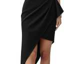 BTFBM One Shoulder Cocktail Dresses for Women 2026 Elegant Summer Ruffle Sleeve Wrap Ruched Formal Wedding Guest Dress (Black, M)