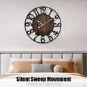 24 Inch Large Wall Clock for Living Room Bedroom Kitchen Mantel Decor, Silent Battery Operated Decorative Non Ticking Metal Round Modern Farmhouse Arabic Numerals Big Clock Wall Decor