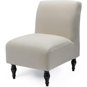 Armless Accent Slipper Chair Cover Slipcover,Stretch Spandex Removable Jacquard Fabric Non-Slip Silp Cover for Accent Chair Without Arms Furniture Protector for Living Dining Room(Beige, 1)