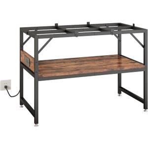 20-30 Gallon Fish Tank Stand with Power Outlets,Aquarium Stand with 2-Tier Storage Shelves,Heavy Metal Reptile Turtle Tank Stand,Fish Tank Shelf,600LBS Capacity,30"L ×11.8"W ×20.5"H - Rustic Brown