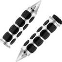 NTHREEAUTO 1" / 25mm Motorcycle Hand Grips Universal Handlebar Throttle Grip (Chrome)