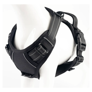 No Pull Dog Harness, Reflective Comfortable Vest Harness with Front & Back Easy Control Handle Adjustable Soft Padded Pet Vest for Small to Large Dogs (Large,Black)