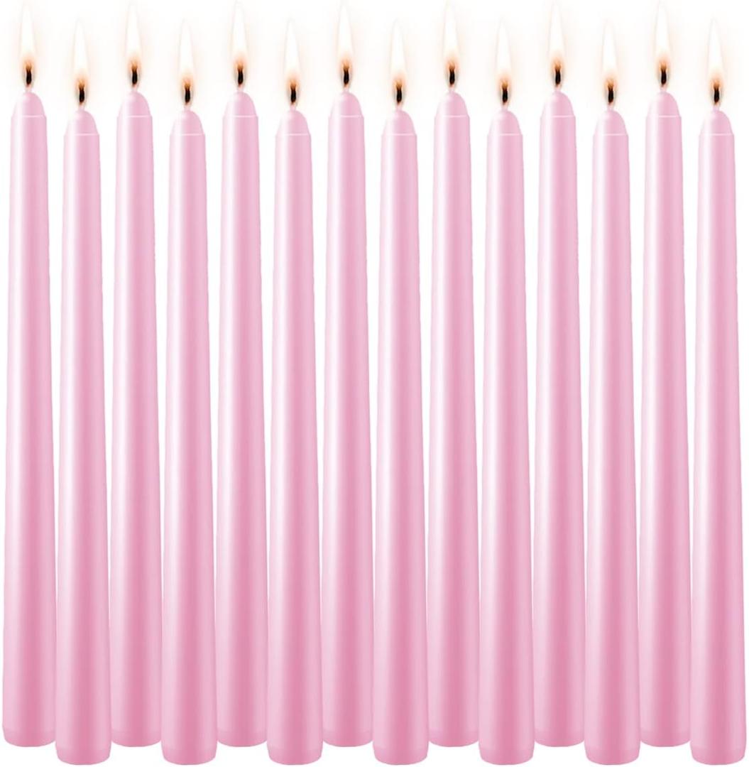 16 Pack Pink Taper Candles - Taper Candles 10 Inch Dripless, Smokeless & Unscented - 8 Hours Long Burning - Tall Candlesticks - Ideal for Weddings, Dinner Parties, Home Decor, Birthday Party