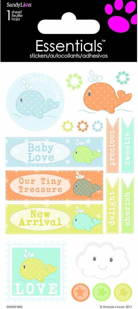 Sandylion Essential Handmade Stickers, Large, Water Baby Phrases