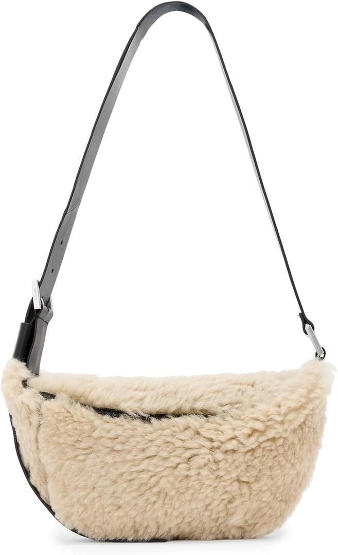 AllSaints Luna Shearling Xbody Natural/Black W220XD One Size