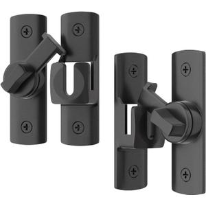 2 Pcs Degree Barn Door Latch, 180/90 Sliding Barn Door LockSliding Gate Latch Lock for Cabinets, Barn Door, Bathroom, Gardenr Doors (Black)