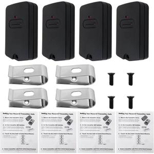 4 Gate Opener Remotes for RB741/FM135 GTO Mighty Mule - 318MHz Fixed Code System, 164ft Range, Visor Clip Design