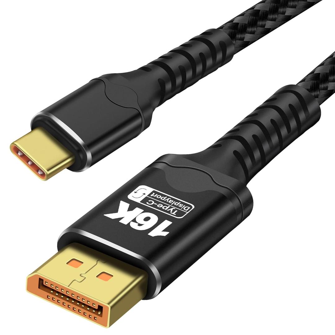 XMSJSIY USB C to DisplayPort 2.1 Cable Bidirectional [16K@30Hz 8K@120Hz 4K@240Hz] USB Type-C to DP [Thunderbolt 3/4 Compatible] 40Gbps DisplayPort Cord Support DSC HDR VRR ALLM - 2M/6.56FT
