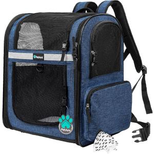 PetAmi Dog Backpack Carrier for Small Large Cat, Pet, Puppies, Ventilated Pet Hiking Backpack Travel Bag, Airline Approved Cat Backpack Carrier, Safety Back Support, Camping Biking, Max 18 lbs, Navy