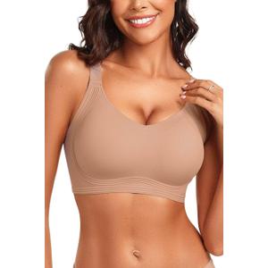 Vertvie Women's Seamless Wireless Push Up Bras with Support and Lift No Underwire Bralettes Comfort Full Coverage Sport Everyday Bra (Small, Apricot)