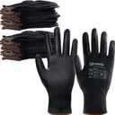 ANDANDA Safety Work Gloves, Seamless Knit Gardening Gloves with PU Coated, Ideal Work Glove for Men, Warehouse, Garden, Black (Large)