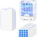 Indoor Fly Trap Plug in, Flying Insect Trap with Blue UV Light, Fruit Fly & Gnat Trap for Indoors, Mess-Free Bug Catcher for Home, 1 Device + 5 Refill Glue Cards