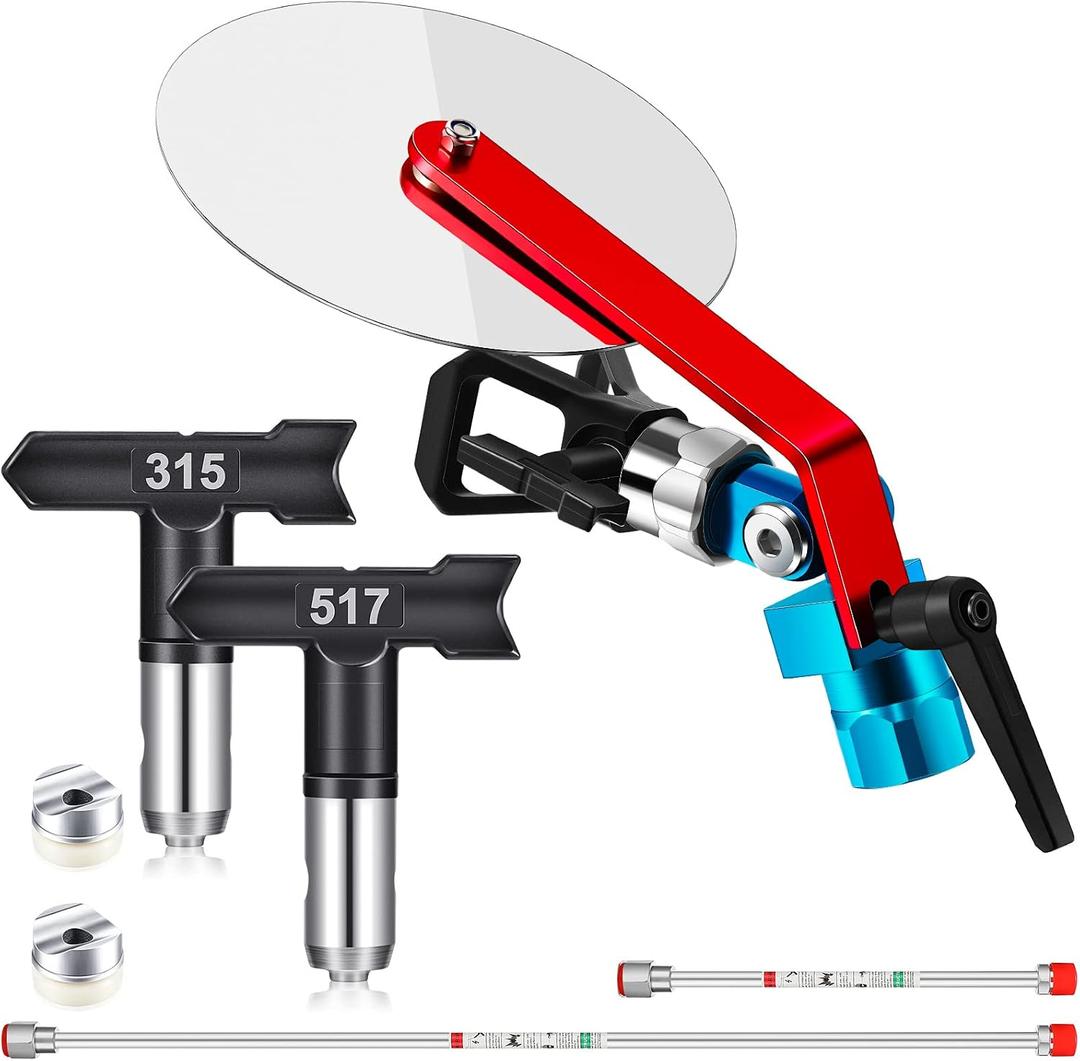 7 Pieces Paint Sprayer Airless Spray Guide Accessory Tool Guide Edge Spray Tool with 12 Inch, 30 Inch Extension Pole, 315, 517 Spray Tip and Tip Guard for Airless Paint Spray Gun Sprayer Painting, 1 Count