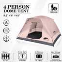 Happy Travel Camping Tent, 4 Person Dome Tents for Camping with Rainfly, Waterproof Clip Easy Setup Portable Family Tent with Mesh Windows, 20% More Headroom Backpacking Tents for Camping & Hiking