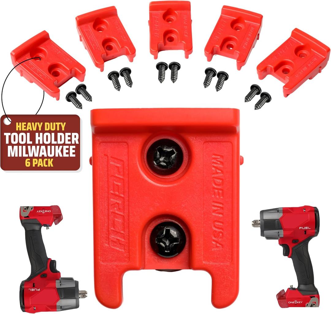 6 Pack Tool Holder for Milwaukee M18/18v Cordless Tools - Snap Fit Tool Organizer for Milwaukee Drill Holder & Wall Mount for Milwaukee Tool Holder with 12 Screws - Easy to Install, Screw in & Lock