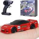 ARRIS 1/64 Mini RC Drift Car, Micro 4WD Desktop Remote Control Car with LED Lights & 2-Speed Modes, 2.4GHz Half-Scale Stunt Pocket Hobby Grade RTF Drifter for Adults