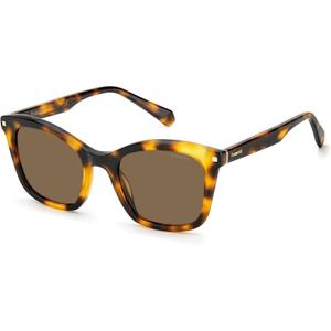 Polaroid womens Pld 4110/S/X Rectangular Sunglasses (Havana/Polarized Copper)