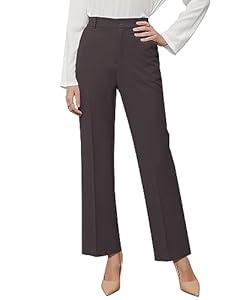 Grapent Straight Leg Trousers For Women Wide Pants For Women Work Clothes For Women Office Casual Womens Dress Pants Brown Pants Women High Waist Dark Brown Size X-Large Size 16 Size 18