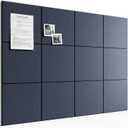 Bumusty Large Cork Board 48" x 36" Alternative - 12 Pack Felt Wall Tiles with 70 Safe Removable Adhesive Tabs, 30 Pushpins, Cork Boards for Walls Pin Board Bulletin Board Office Decor (Navy Blue)