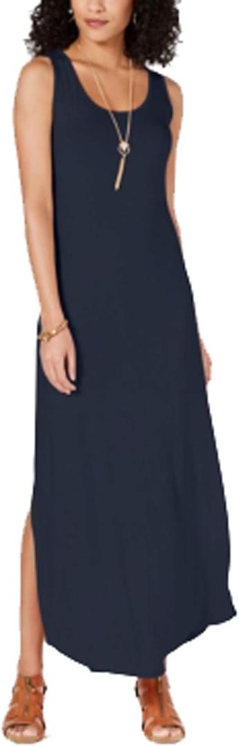 Style & Co. Sleeveless Slit Maxi Dress (Industrial Blue)