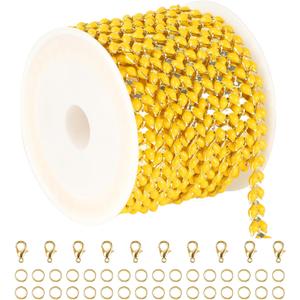 YOUBEIYEE 3M Gold Plated Chain Necklace for Women Jewelry DIY Copper Arrow Cable Link Chain Jewelry Making Supplies Findings Yellow Enamel Craft Chain Roll