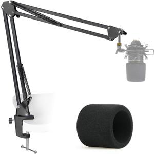 MXL 770 990 Microphone Stand with Pop Filter - Mic Suspension Boom Scissor Arm Stand with Foam Windscreen for MXL Mics 990 770 by YOUSHARES