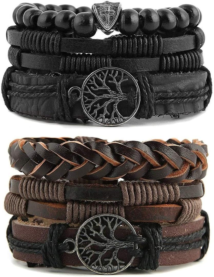 HZMAN Genuine Leather Tree of life Bracelets for Men Women