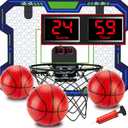 Basketball Hoop Indoor for Kids(4-12 Years Old), Over The Door Basketball Hoop with Scoring, Countdown and Music Accompaniment, Christmas Toys