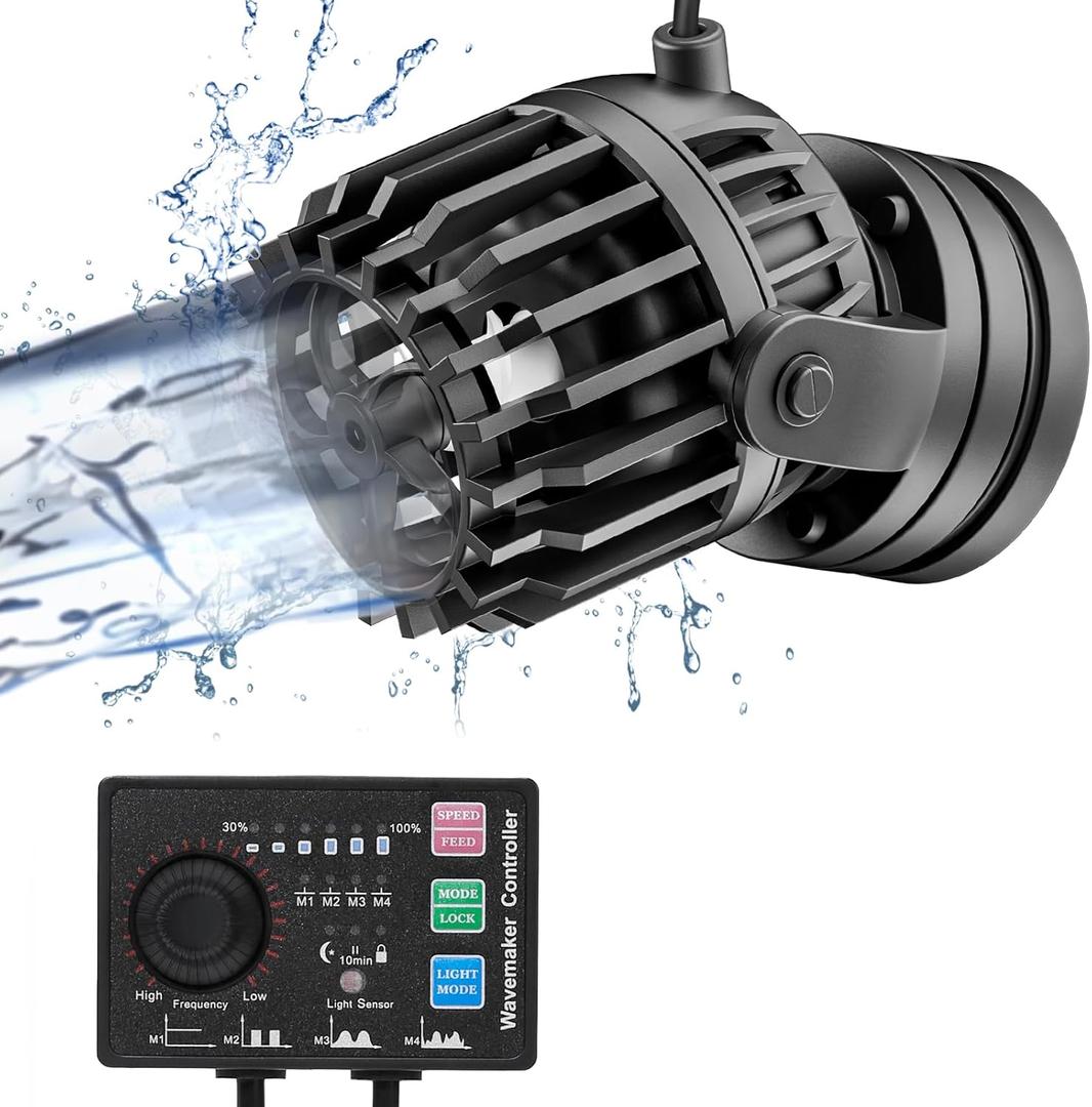 Aquarium Wave Maker Adjustable with Controller Strong Magnetic Suction Base DC Powerhead for Fresh Salty Water Saltwater Tank Aquarium Water Circulation Pump for 130-350 Gallon Fish Tanks (40W/3400GPH