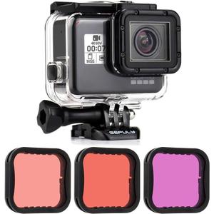 Waterproof Housing Case with Dive Filter for GoPro Hero 7 6 5 Black, Hero (2018) Camera - 45 Meters Underwater Photography - with Red, Light Red and Magenta Filters