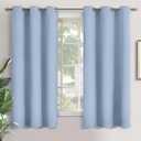 YoungsTex Baby Blue Room Darkening Curtains 63 Inch Long for Kids Bedroom - Grommet Thermal Insulated Blackout Window Drapes Privacy for Boy Nursery, 2 Panels, 42 x 63 Inch