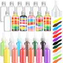Shappy 12 Pack Sand Art Kits Include 12 Pcs 1.7 oz Plastic Sand Art Bottles, 12 Colored Arts Sands, 5 Mini Funnels for Wedding Birthday Party Decoration Arts Crafts Supplies(Aluminum Cap)
