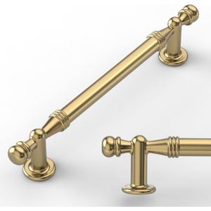 Amerdeco 10 Pack Champagne Bronze Cabinet Pulls 5 Inch(128mm) Hole Center Drawer Pulls Cabinet Hardware Kitchen Cabinet Handles for Bathroom ZH0083