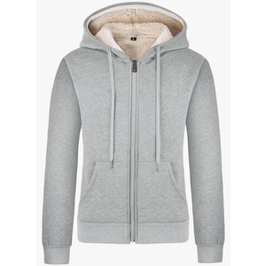 Women's Sherpa Lined Hooded Sweatshirt Zip Up Winter Warm Hoodie Comfy Hooded Fleece Jacket, M Light Grey