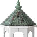 Glitzhome Bird Feeders for Outdoors Hanging Hexagon Shaped Wooden Wild Bird Feeder with Metal Roof and Large Capacity, 15.75" H