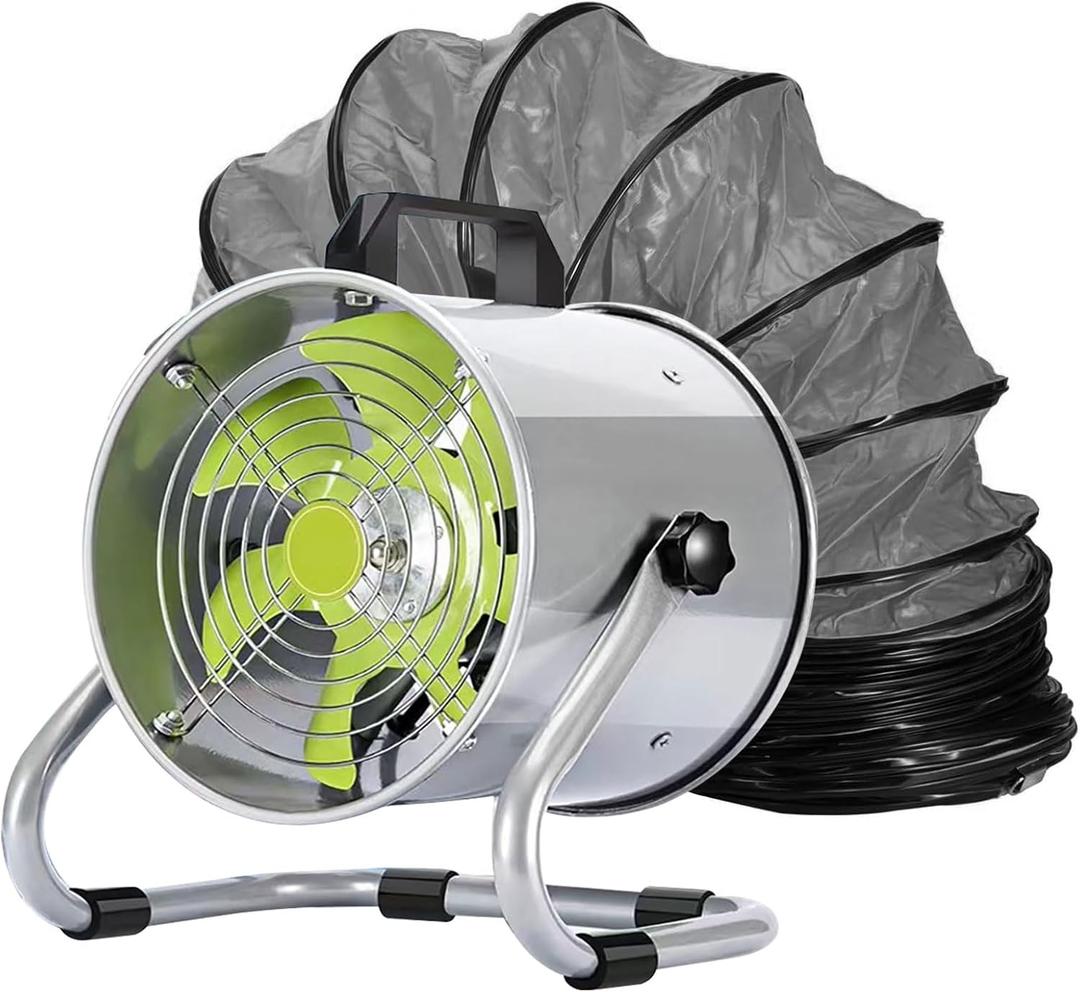 Utility Blower,8 Inch Exhaust Fan,2500R/MIN High Velocity Portable Ventilator,Air Extractor Fan with 16 Ft / 5m Duct Hose for Paint Booth,Industrial Basement and More