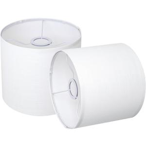 Small Lampshades Set of 2, White Linen Drum Lampshades, 8.66" Top x 8.66" Bottom x 7.87" High Lamp Shade, Lamp Shades Replacement for Table and Floor Lamps, Pendant Light, Handcrafted, Easy Assembly