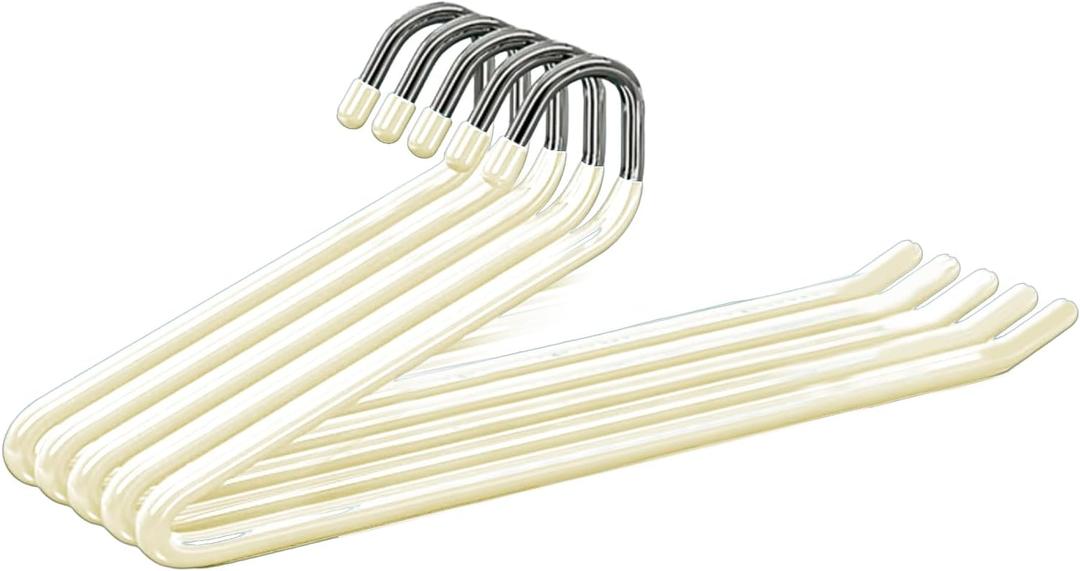 Saterkali 5Pcs Pants Hangers Space Saving, Anti-Slip Pants Hanger Clothes Closet Storage Organizer for Jeans Trousers Skirts Scarf Beige