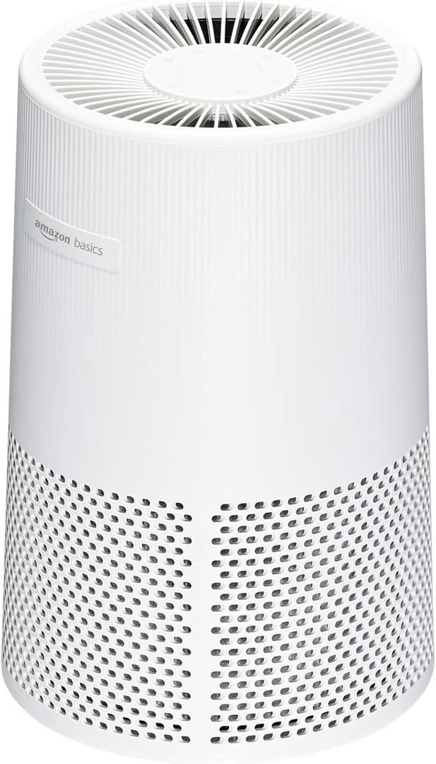 Amazon Basics Air Purifier for Home and Office, With Activated Carbon, 3 Speeds, Timer, Sleep Mode (32db), Energy Star Certificate, Covers Up to 1067 Sq ft, White