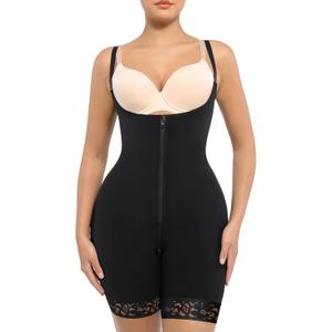FeelinGirl Shapewear for Women Open Bust Bodysuit Butt Lifter Body Shaper Tummy Control Shapewear (XL, Black)