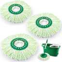 3 Pack Mop Head Replacement for Libman Tornado, Spin Mop Replacement Head Compatible with Libman, Easy to Replace, Machine Washable, Green and White