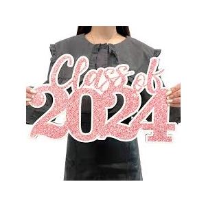 Graduation Decorations Class of 2024 Pink Graduation Decorations Rose Gold Class of 2024 Wooden Sign Graduate Photo Props for Grad Party Supplies