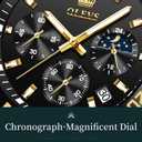 OLEVS Watches for Men Classic with Date Business Dress Luxury Big Face Green/Black/Blue Waterproof Luminous Mens Wristwatch Analog Two Tone Stainless Steel Male Watch