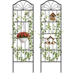 VOXOR Metal Trellis for Climbing Plants Outdoor, 70 * 19.7 Inch Tall Garden Trellis with Black Rustproof Coating, Decorative Rose Trellis for Climbing Roses, Vines, and Flowers, 2 Pack
