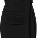 GRACE KARIN Women's Wear to Work Sleeveless Ruched Bodycon Office Pencil Midi Dresses with Belt (12, Black)