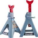Pro-Lift Heavy Duty 6 Ton Jack Stands Pair - Double Locking Pins - Handle Lock and Mobility Pin for Auto Repair Shop with Extra Safety (Grey & Red)